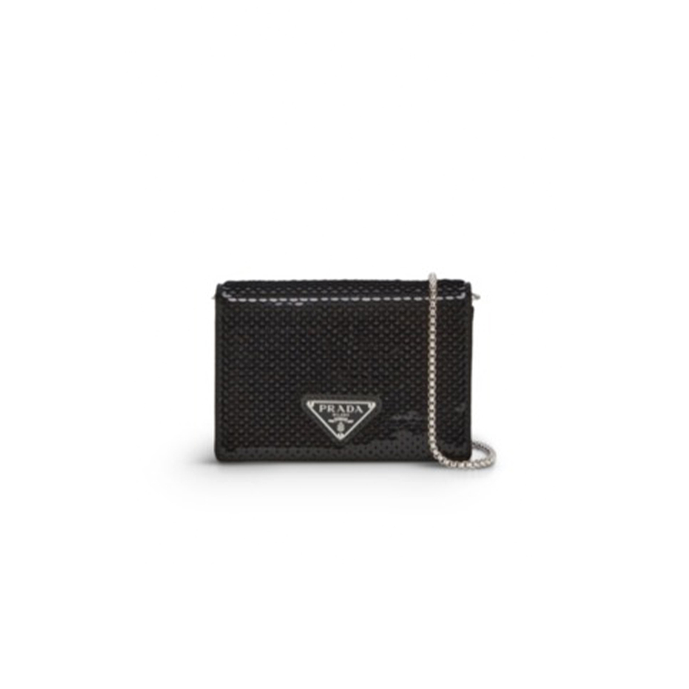 PRADA SEQUIN-EMBELLISHED SATIN CARD HOLDER 1MR024 (11.5*8cm)